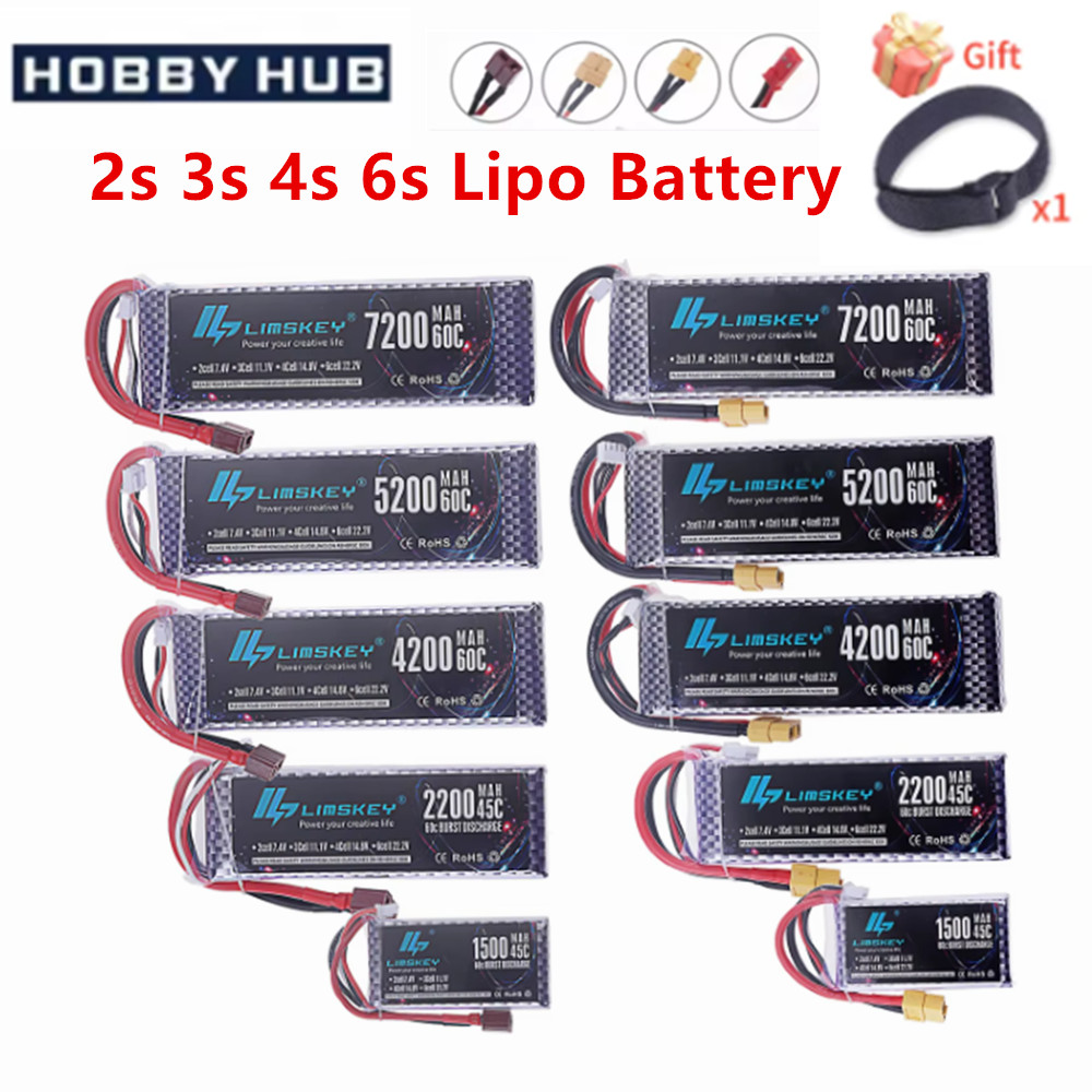 Bateria lipo 2s 3s 4S 6s 7.4v  - 4S Lipo Battery 14.8V 6000Mah avaliação e preço